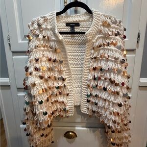 Forever 21 Cream Sequin Embellished Women's cardigan/jacket S 20” length